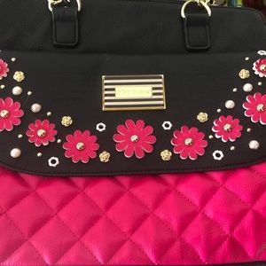 Betsy Johnson Hot Pink and Black Handbag